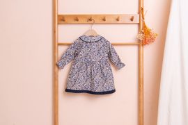 [BEBELOUTE] Floral Dress (Navy), Baby All-in-One, Infant Girls Dress, Cotton 100% _ Made in KOREA
